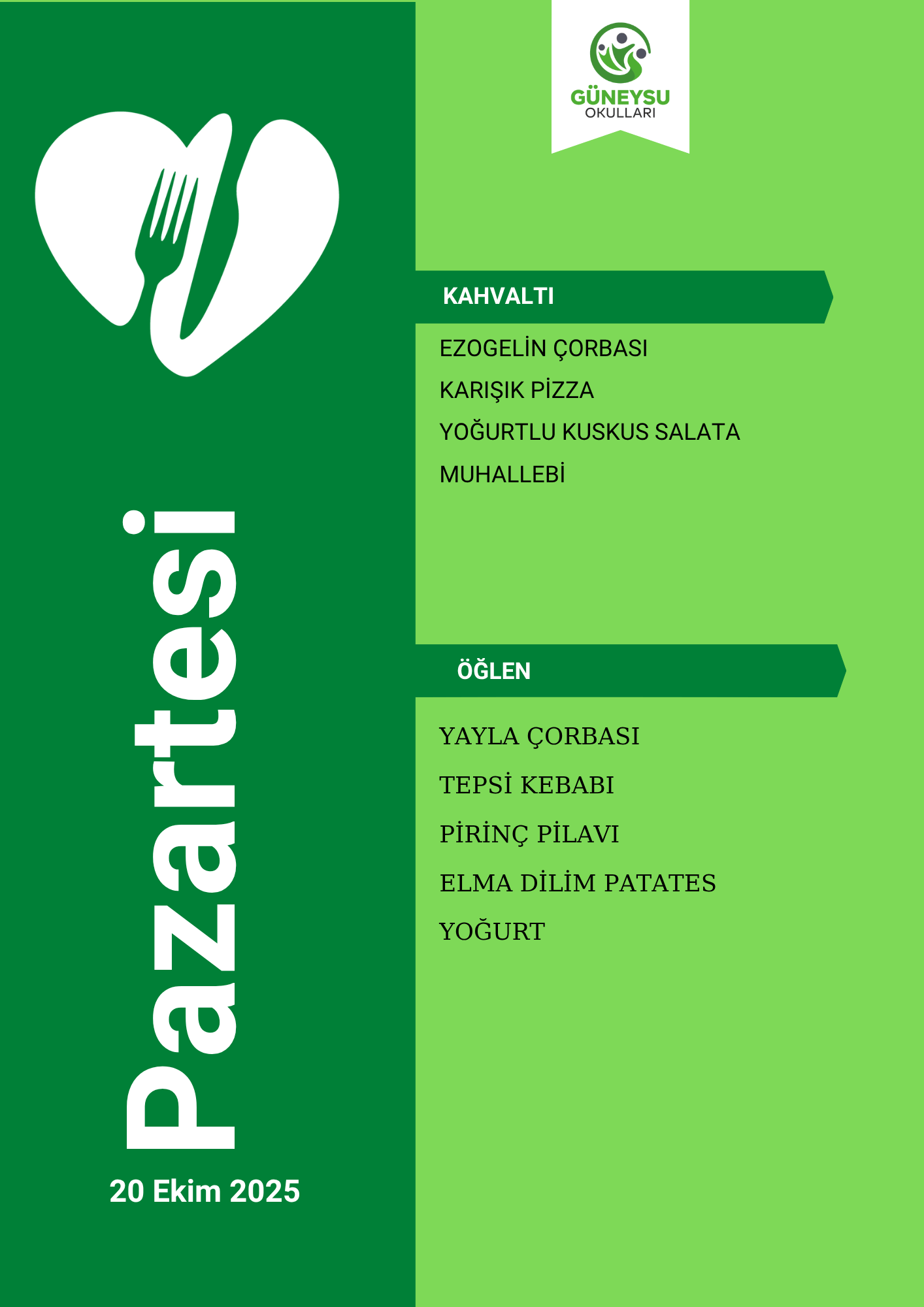 Pazartesi Menüsü