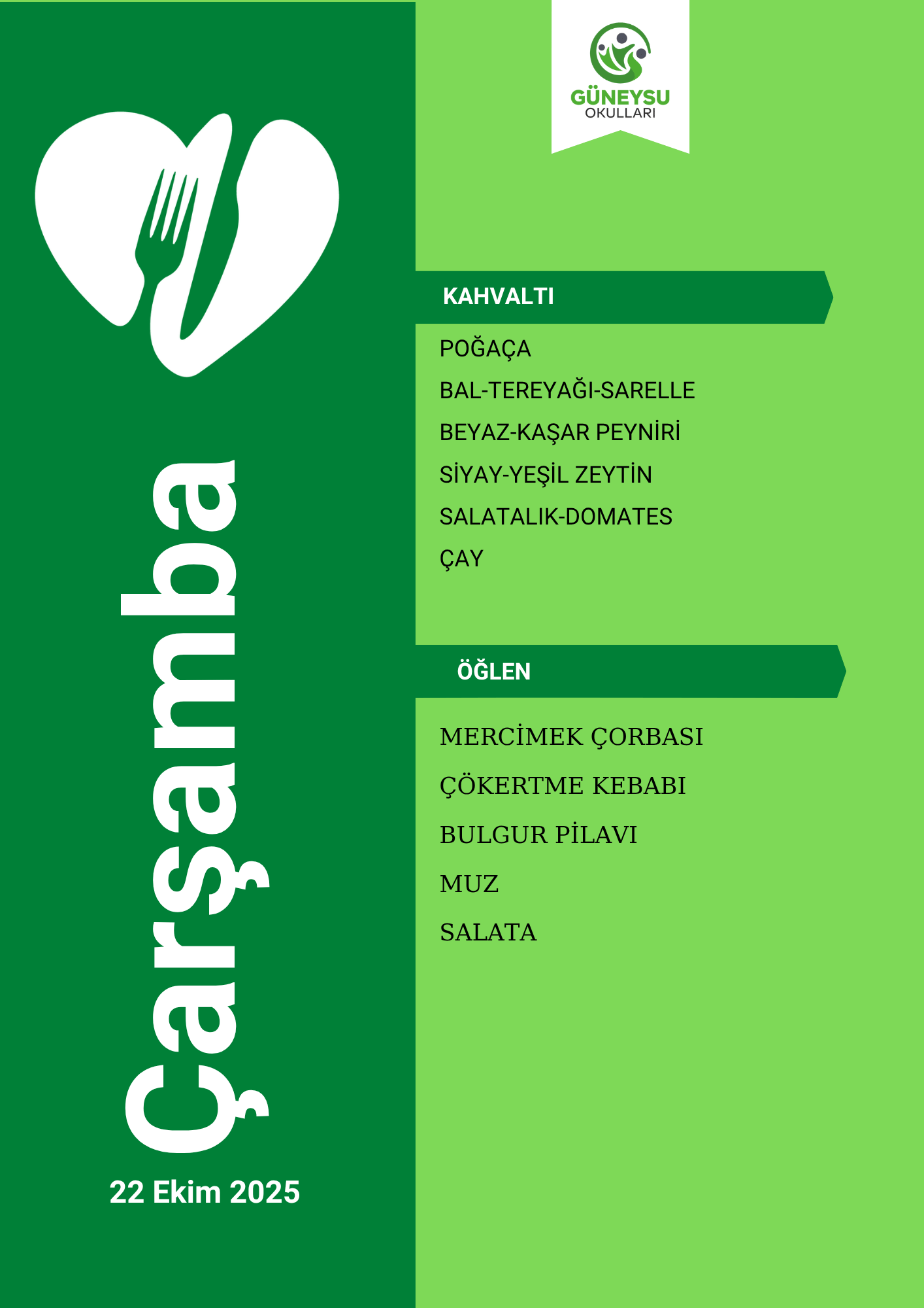 Çarşamba Menüsü