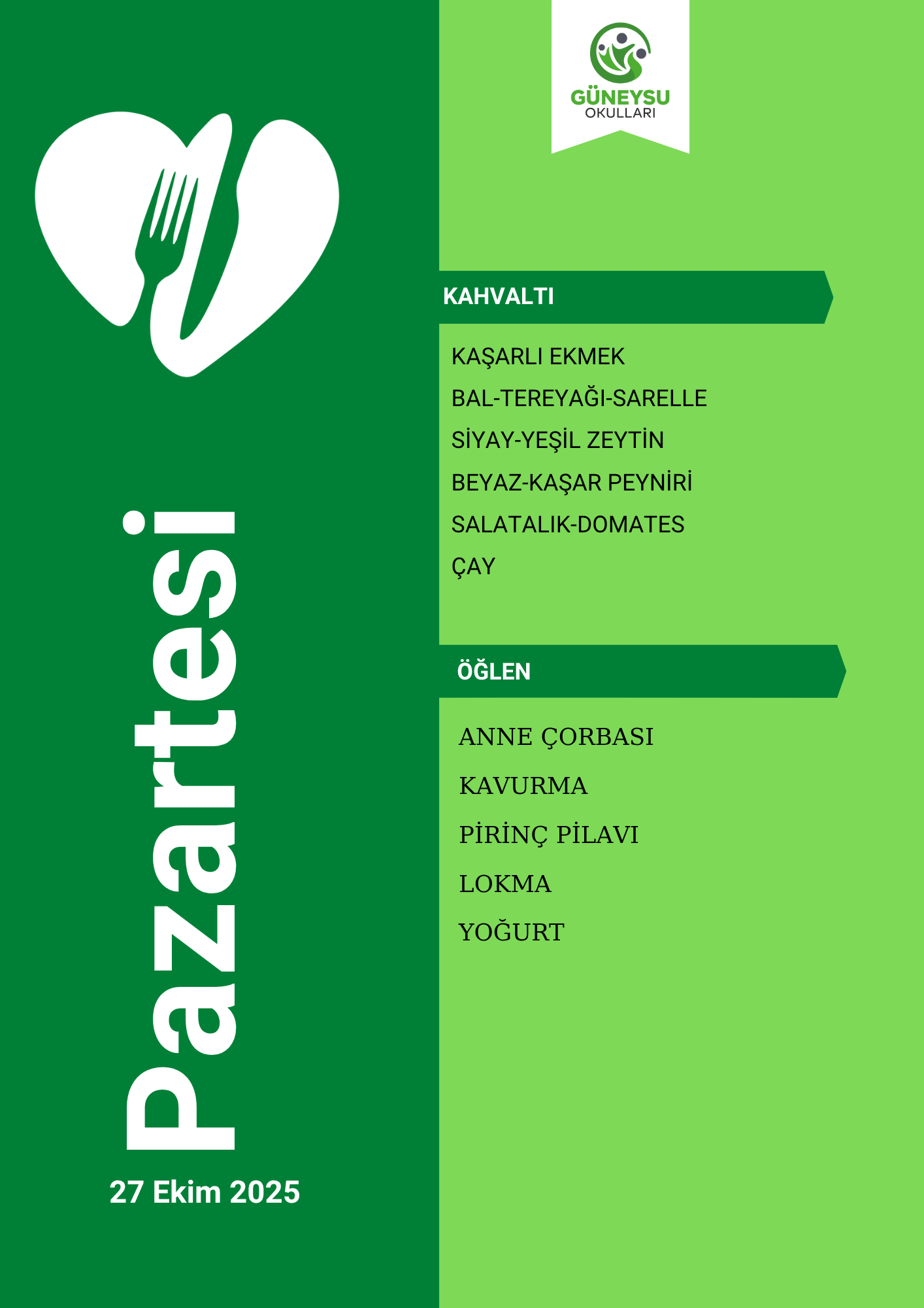 Pazartesi Menüsü