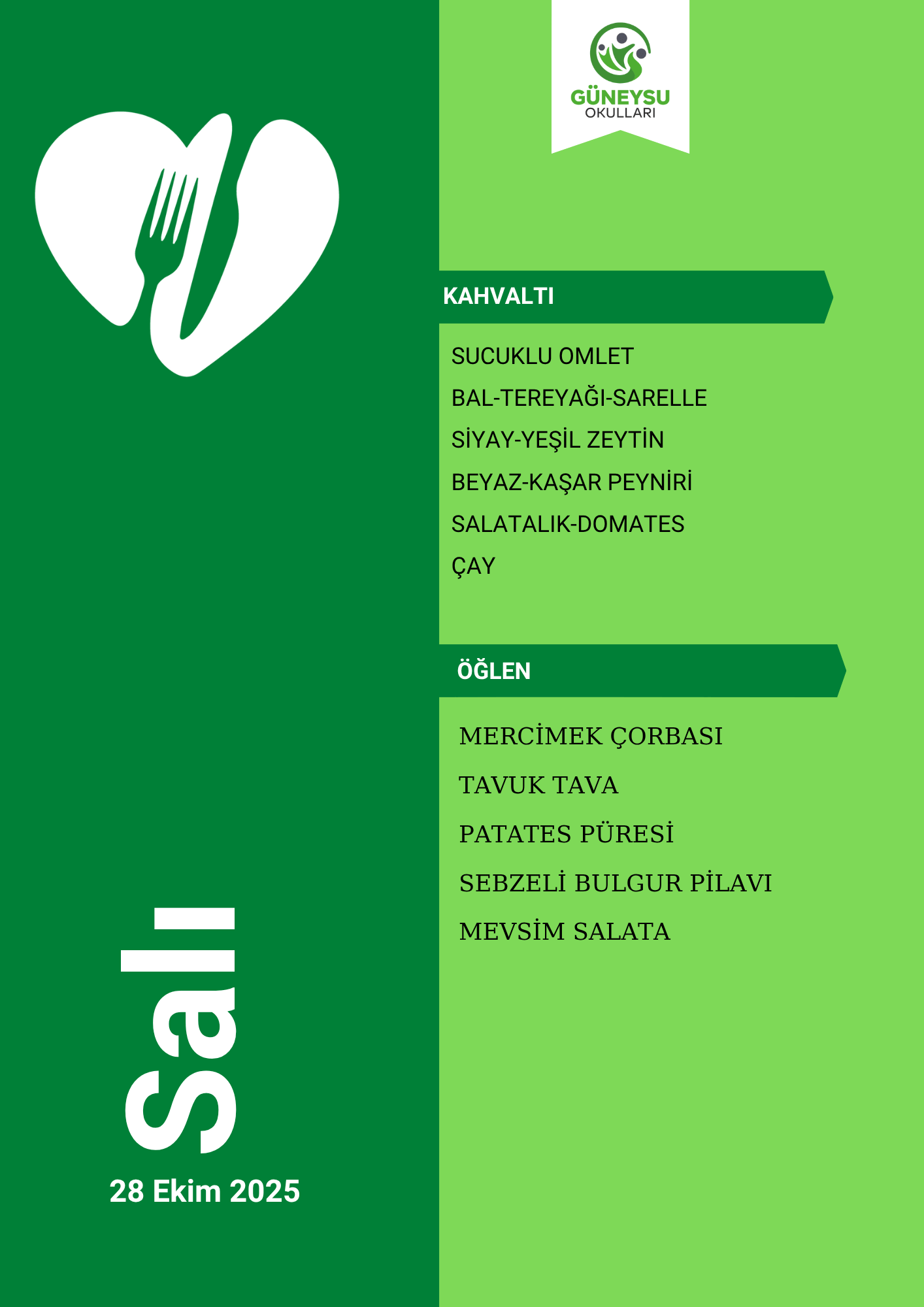 Salı Menüsü
