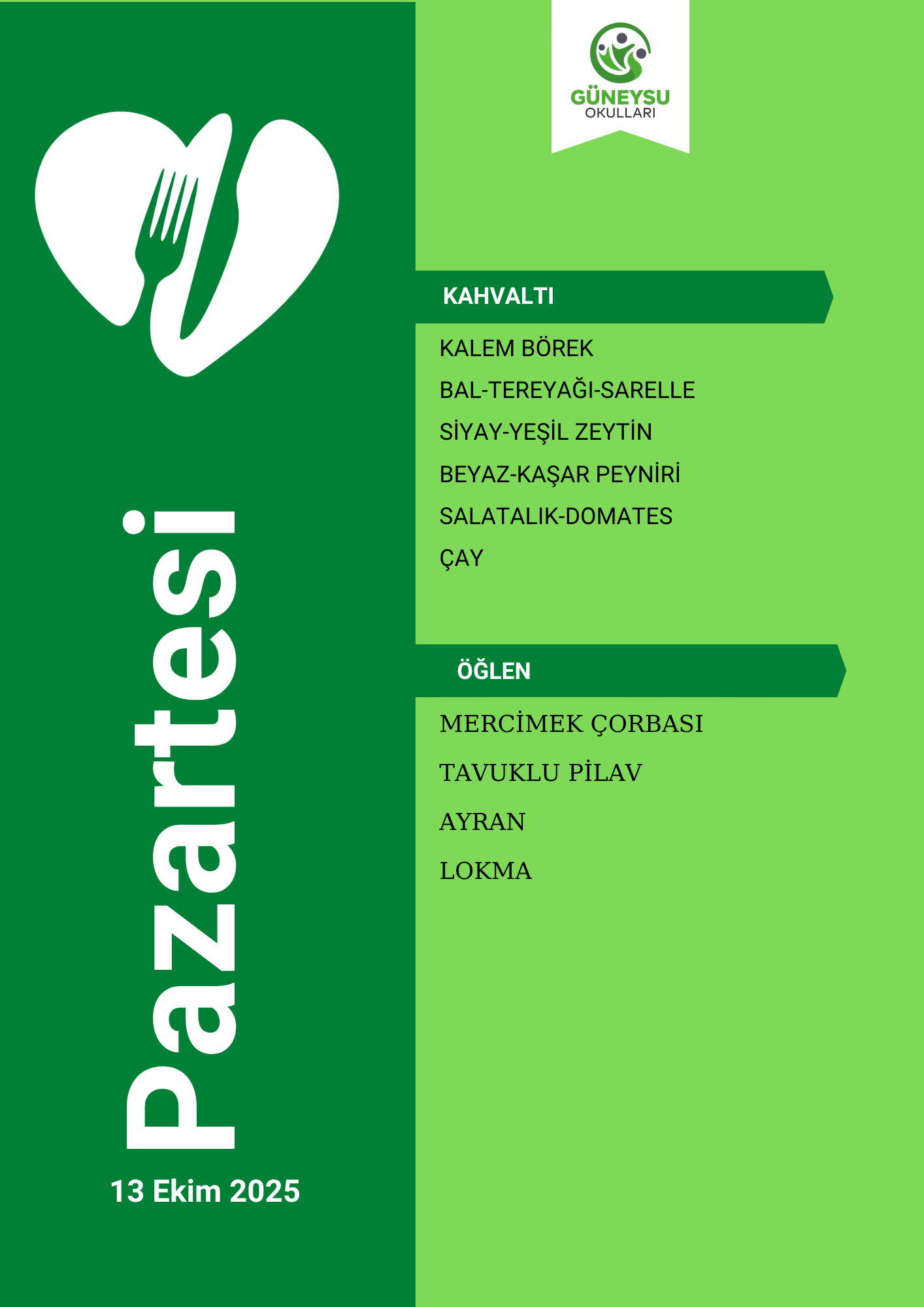 Pazartesi Menüsü